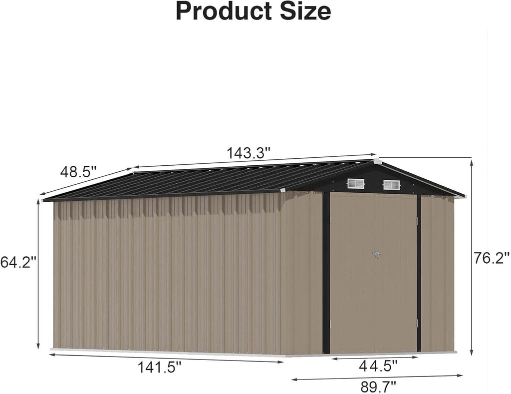Patiowell 5x3 FT Outdoor Storage Shed Tool Shed with Sloping Roof and Lockable Door Metal Shed wourant