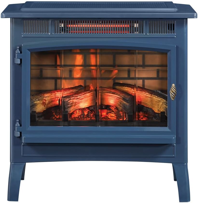 Freestanding Electric Fireplace Stove Heater with 3D Flame Effect for 1,000 Sq. Ft wourant