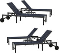 PURPLE LEAF Patio Tanning Lounge Chair Set with Face Down Hole Outdoor Aluminum Adjustable Reclining Chairs Wheels Pillows and Table for Poolside Beach Sunbathing Lounger, Beige wourant