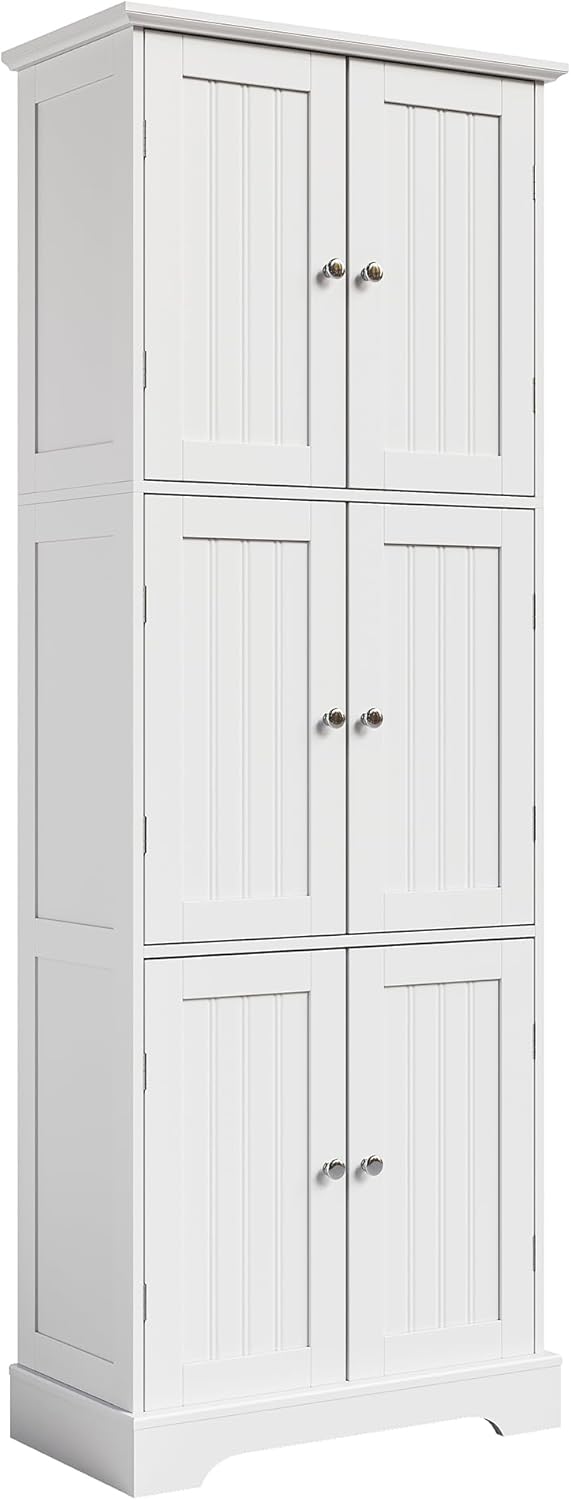 ChooChoo Tall Bathroom Storage Cabinet with 6 Doors, Freestanding Floor Cabinet wourant