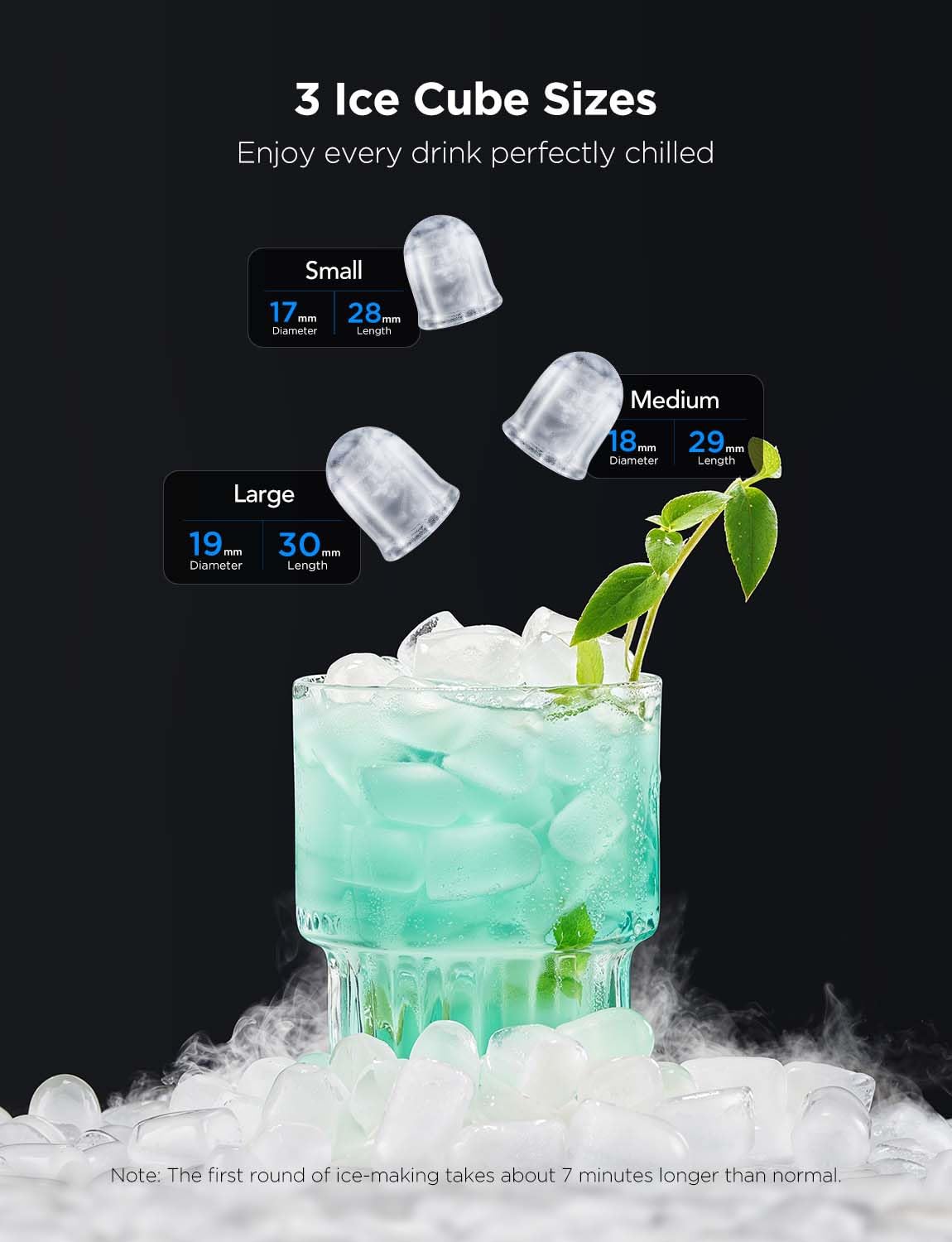 GoveeLife Smart Ice Maker Countertop, Portable Ice Machine with Voice Control, 9 Ice Cubes in 6 Minutes 3 Sizes, 26lbs/24Hrs, Self Cleaning RGB Lights, Quiet Ice Maker with Scoop for Kitchen Black wourant
