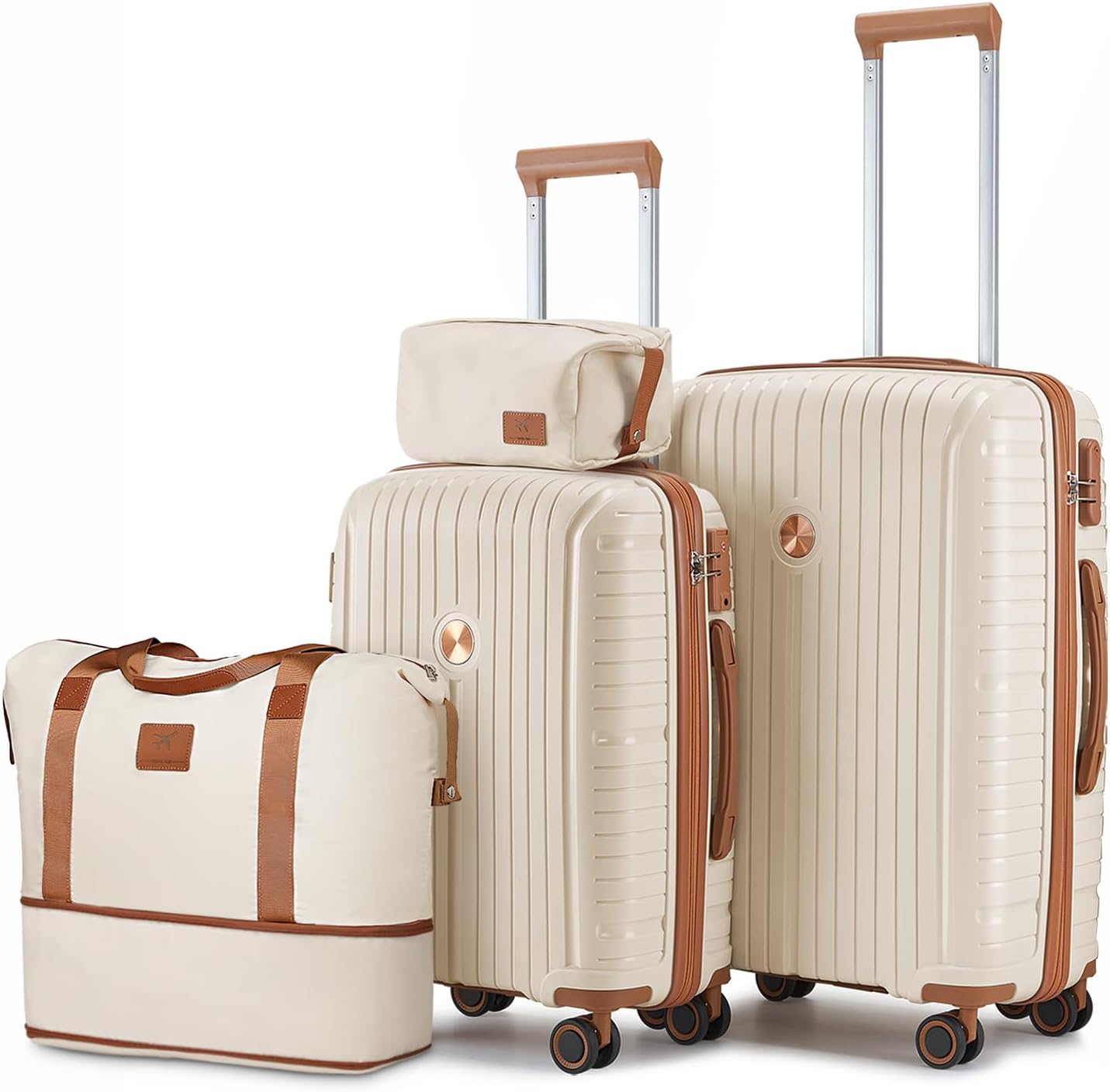 5-piece PP hardshell lightweight travel carry-on luggage set with dual spinner wheels and TSA lock wourant