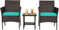 FDW | 4-Piece Patio Furniture Set | Black | Outdoor Wicker Furniture with Coffee Table | Modern Rattan Chairs Conversation Set | Outdoor Seating | Weather-Resistant | for Porch, Garden, Lawn woonhhop