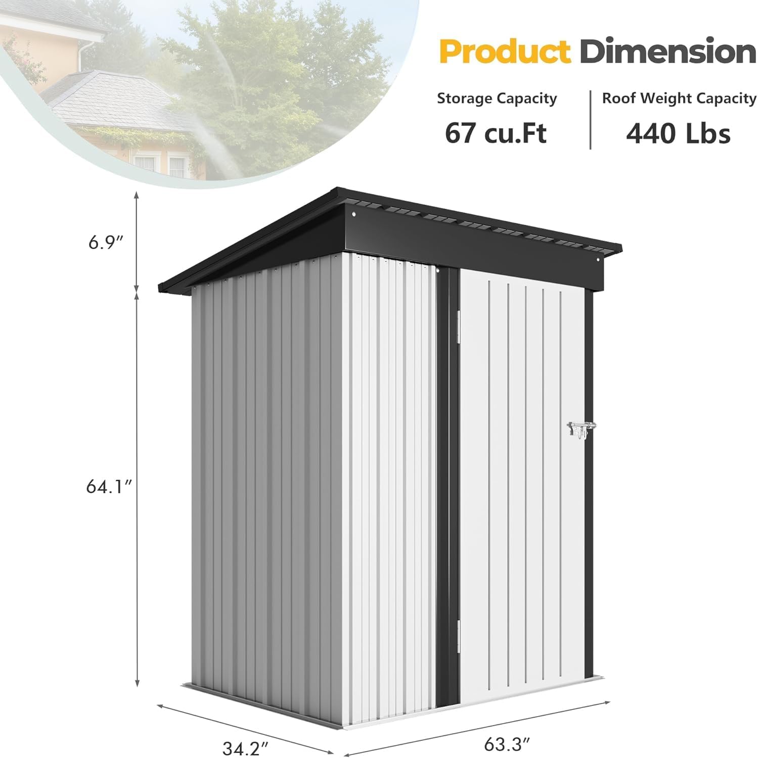 Devoko Outdoor Storage Shed 5 x 3 FT Lockable Metal Garden Shed Steel Anti-Corrosion Storage House with Single Lockable Door for Backyard Outdoor Patio wourant