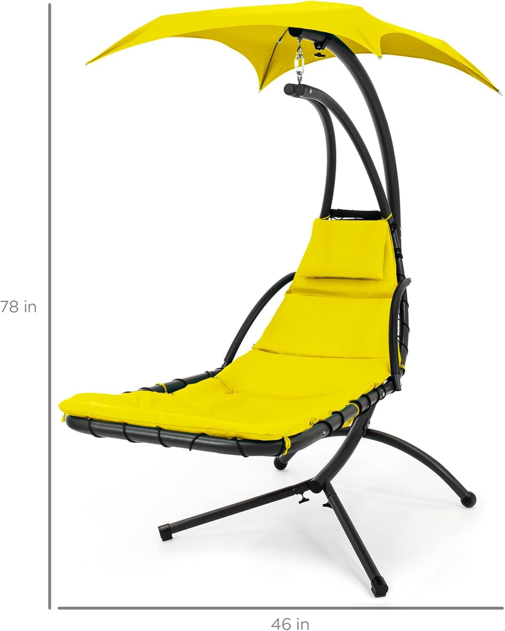 Best Choice Products Outdoor Hanging Curved Steel Chaise Lounge Chair Swing w/Built-in Pillow and Removable Canopy - Teal wourant