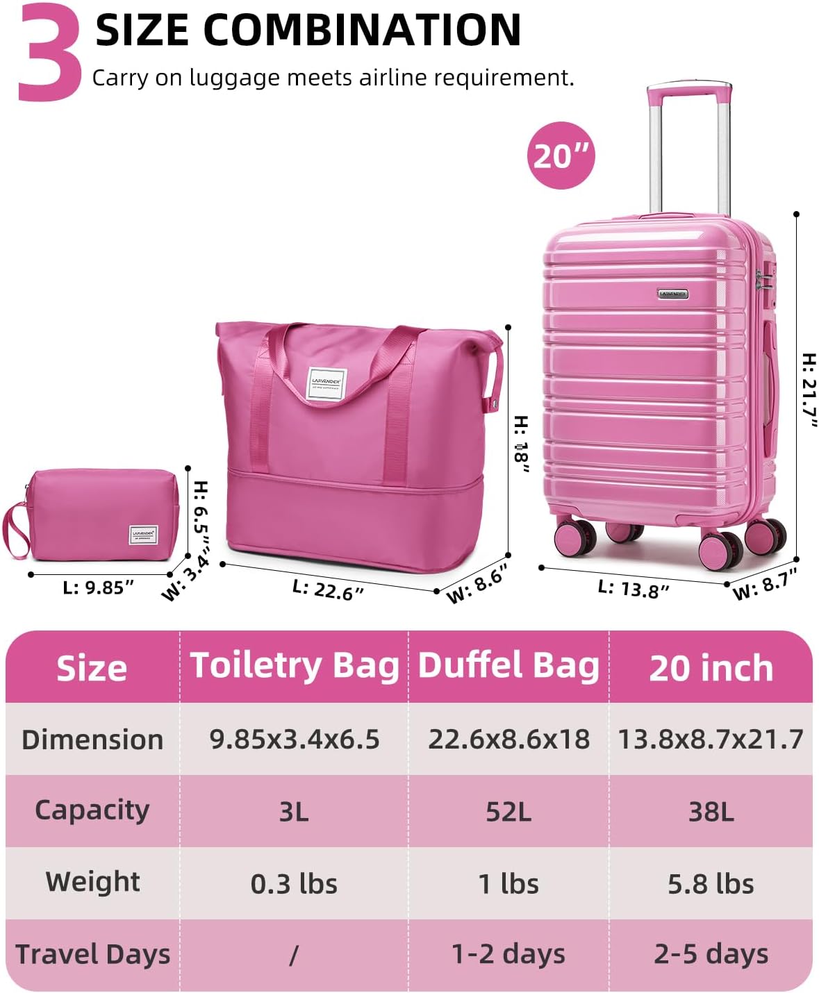 6-piece luggage set, expandable hardshell suitcase set with spinner wheels, lightweight rolling luggage set wourant