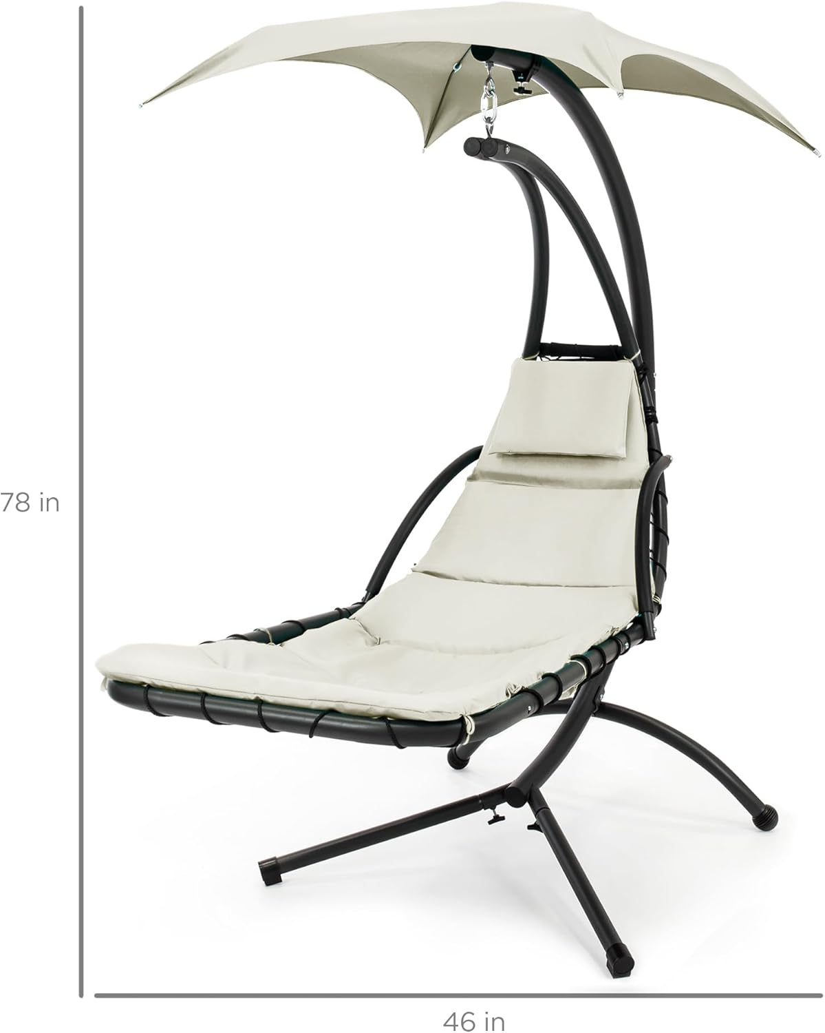 Best Choice Products Outdoor Hanging Curved Steel Chaise Lounge Chair Swing w/Built-in Pillow and Removable Canopy - Teal wourant