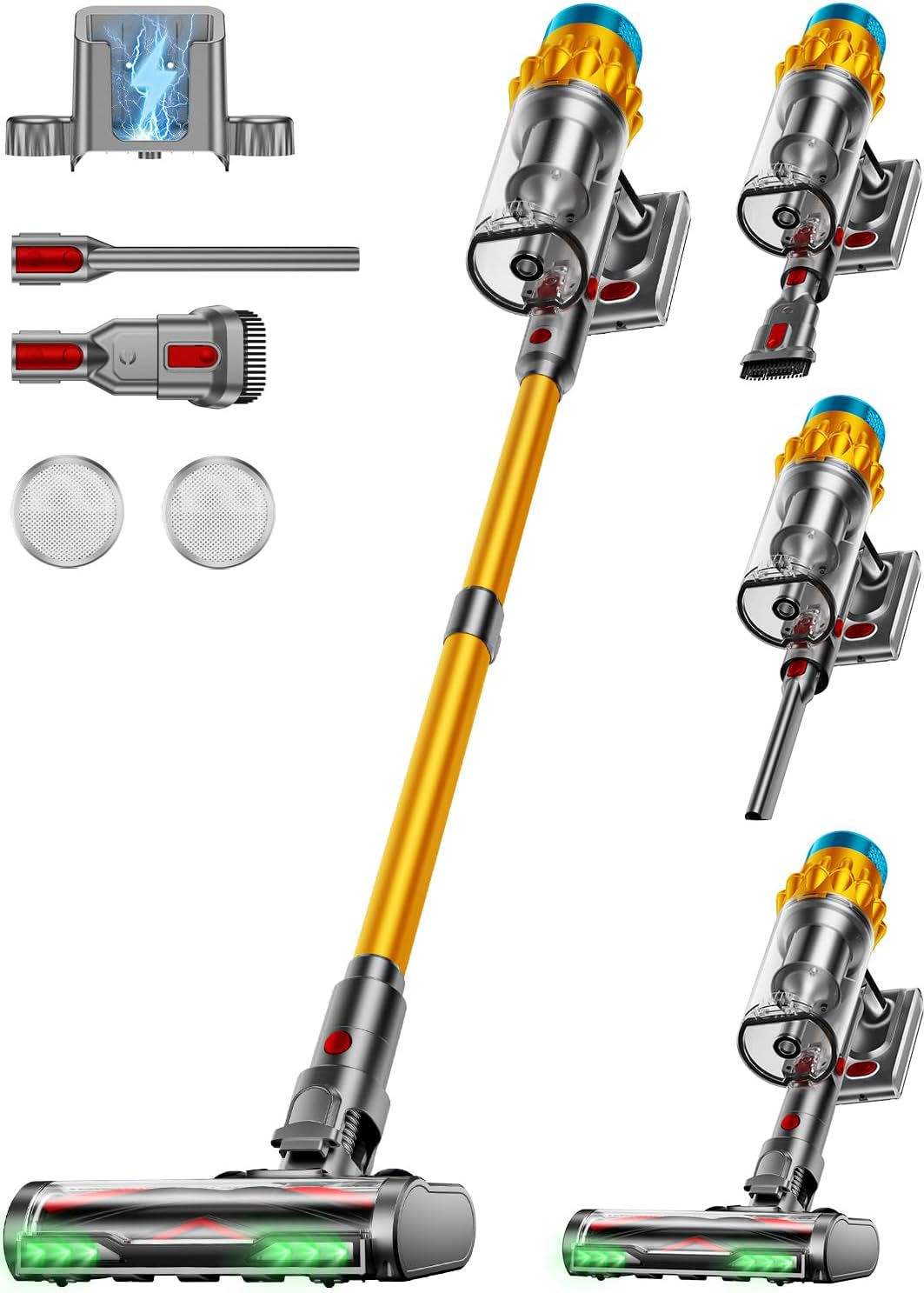 Cordless Vacuum Cleaner, 650W/55KPA/70 Mins Vacuum Cleaners for Home with Self-Standing, Anti-Tangle Brush, Smart Display and 1.8L Cup Cordless Stick Vacuum Cleaner for Pet Hair/Carpets woonhhop