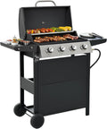 4-Burner Propane Gas Grill with Side Burner, 46,500 BTU Output Stainless Steel Grill wourant