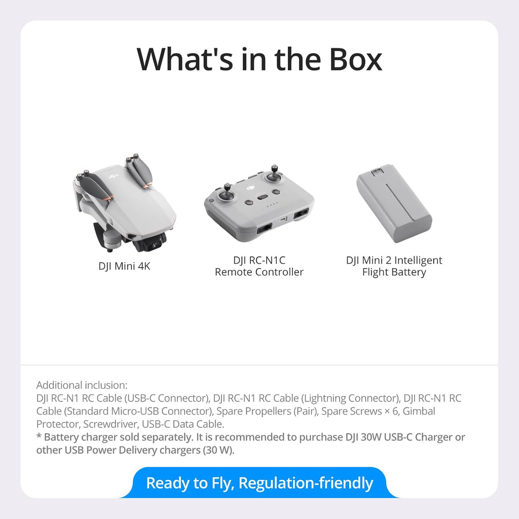 DJI Mini 4K, Drone with 4K UHD Camera for Adults, Under 249 g, 3-Axis Gimbal Stabilization, 10km Video Transmission, Auto Return, Wind Resistance, 1 Battery for 31-Min Max Flight Time, Intelligent Flight wourant