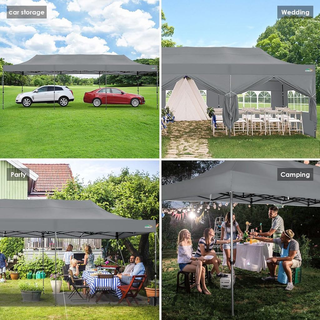COBIZI 10x20 Heavy Duty Pop up Canopy Tent 6 sidewalls Commercial Canopy Wedding Party Tents wourant