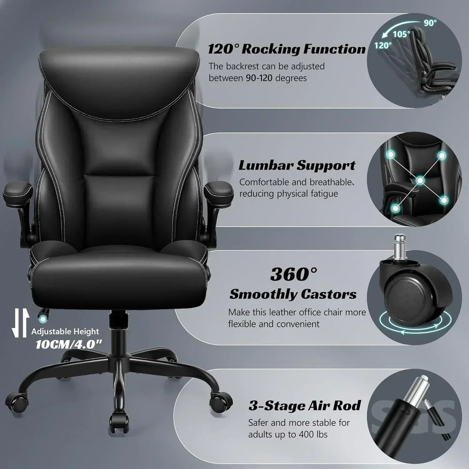 Office Chair Large High-Foot Computer Desk Chair Chair Lumbar Support Rotating Computer Chair wourant