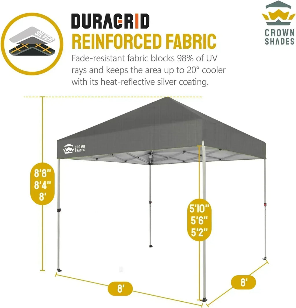 10x10 Pop-Up Awning One-Click Installation Beach Tent Outdoor Sunshade Silver Coated Top wourant