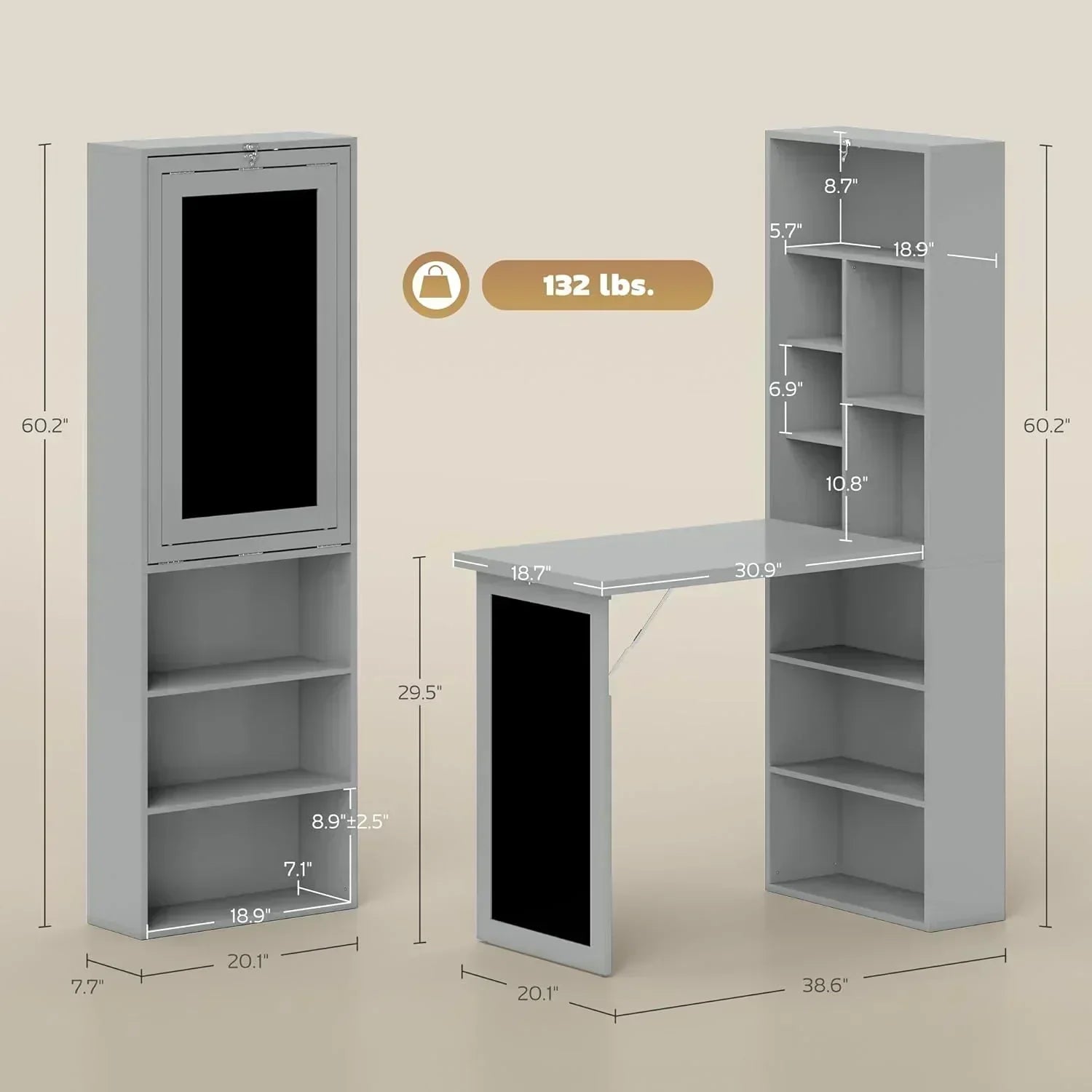 Folding convertible writing desk wall mounted desk cabinet multifunctional home workstation wourant