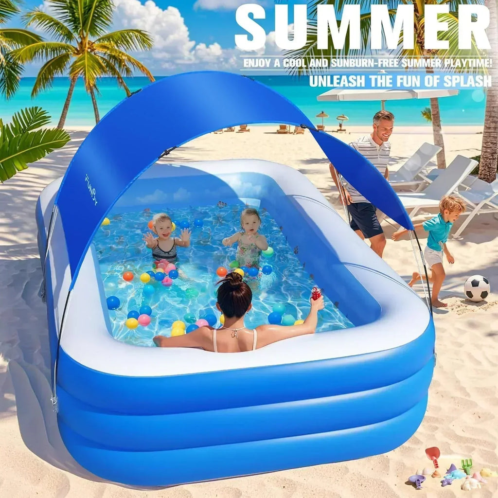 Inflatable Pool with Canopy Upgraded Inflatable Swimming Pool Large Inflatable Blow up Pools wourant
