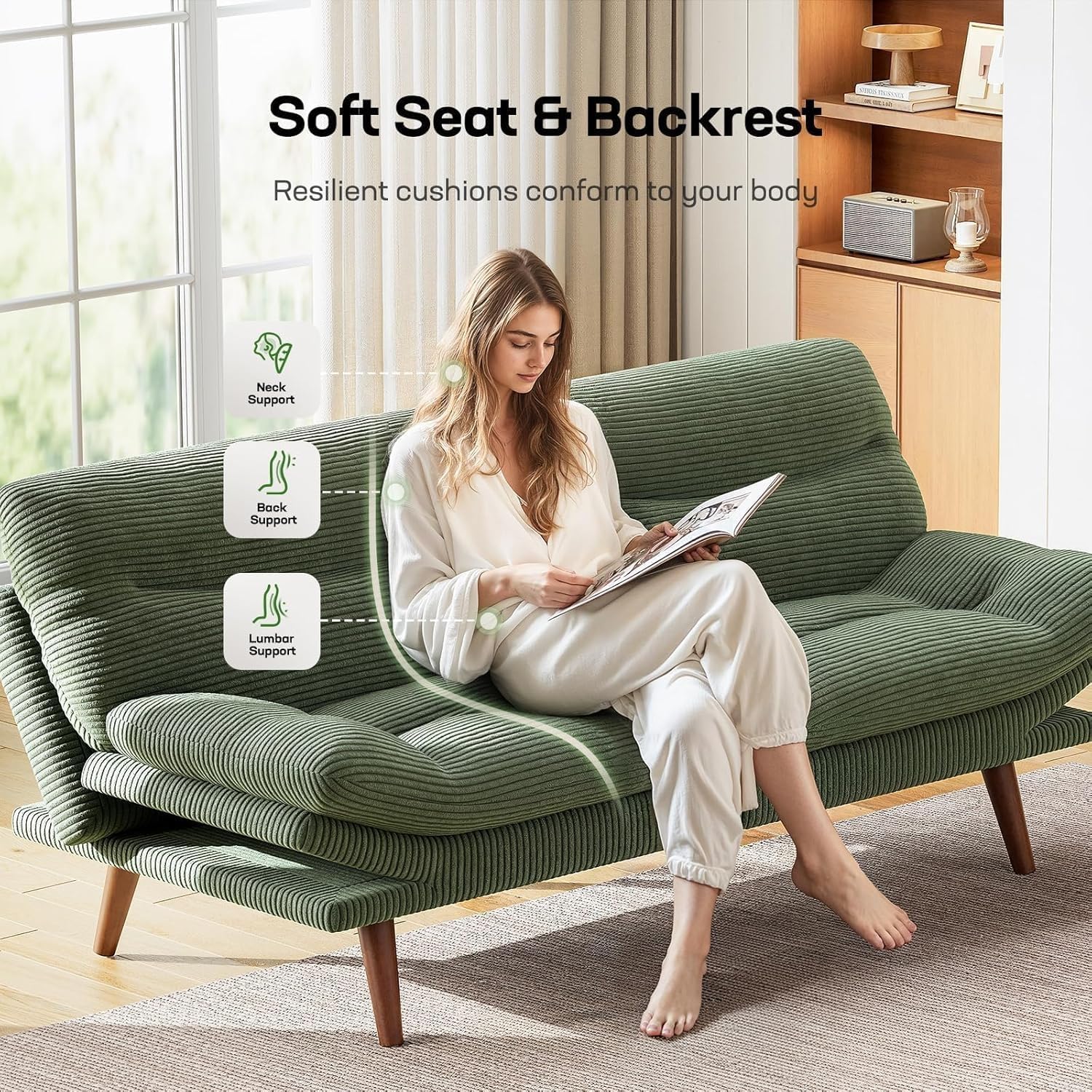 Futon Sofa Bed Futon Sofa Adjustable Back Armrests Converts to Small Sleeper Sofa Bed wourant