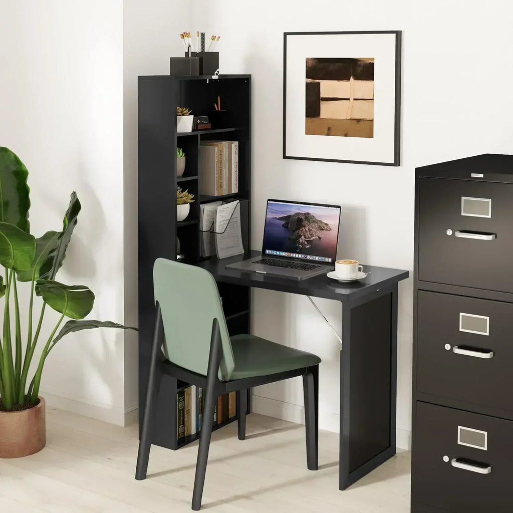 Folding convertible writing desk wall mounted desk cabinet multifunctional home workstation wourant