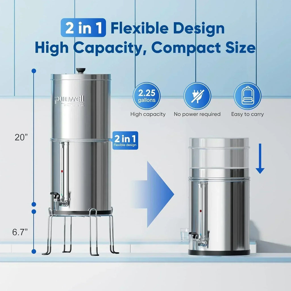 Purewell three-stage 0.01μm ultrafiltration gravity water filtration system 304 wourant