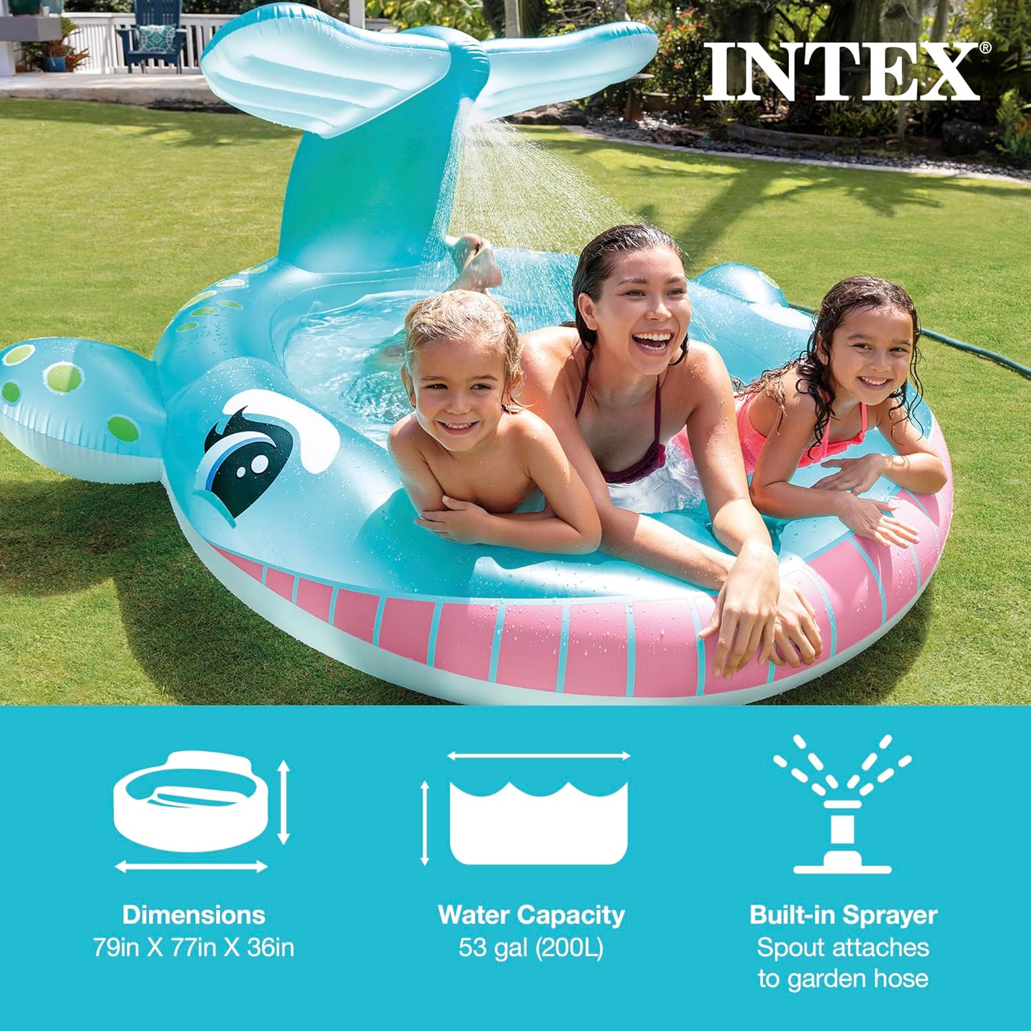 Intex 96" x 78" x 28" Inflatable Jungle Adventure Play Center Spray Kiddie Pool Water Slide wourant