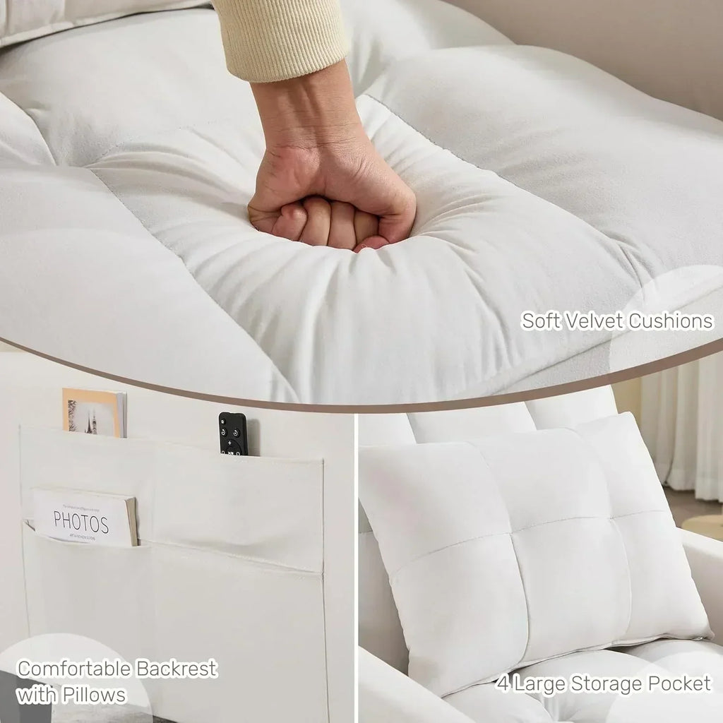 Convertible Sleeper Chair 3 in 1 Sleeper Chair Bed Pull Out Sofa Bed Chairs Velvet Single Sofa wourant