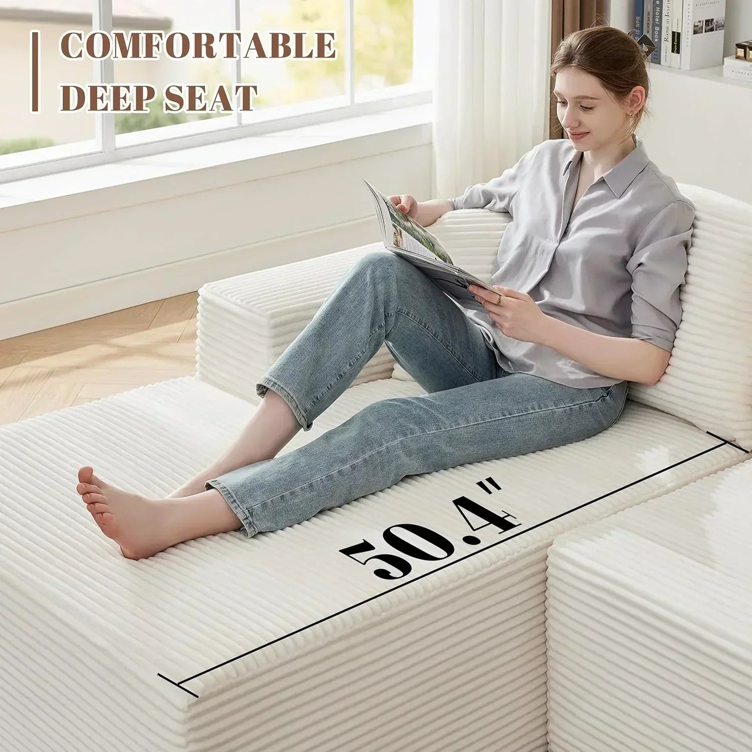 110-inch cloud sofa boneless sofa in the living room modular sofa with deep seats wourant