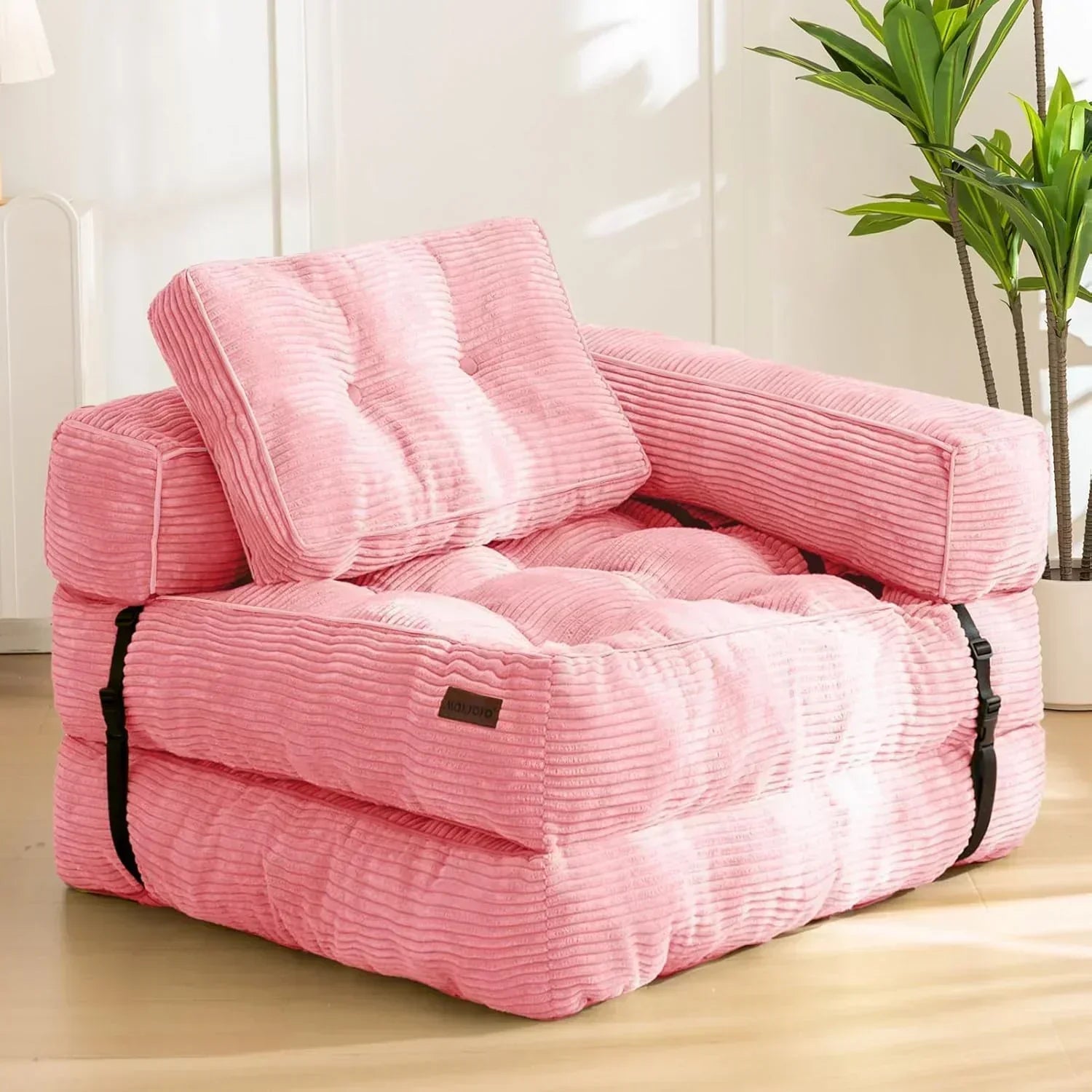 Folding Sofa Bed L-Shaped Convertible Sofa Bed with Armrests and Pillows wourant