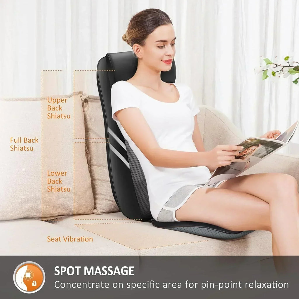 Snailax Shiatsu Massage Cushion with Heat Massage Chair Pad Kneading Back Massager for Home wourant