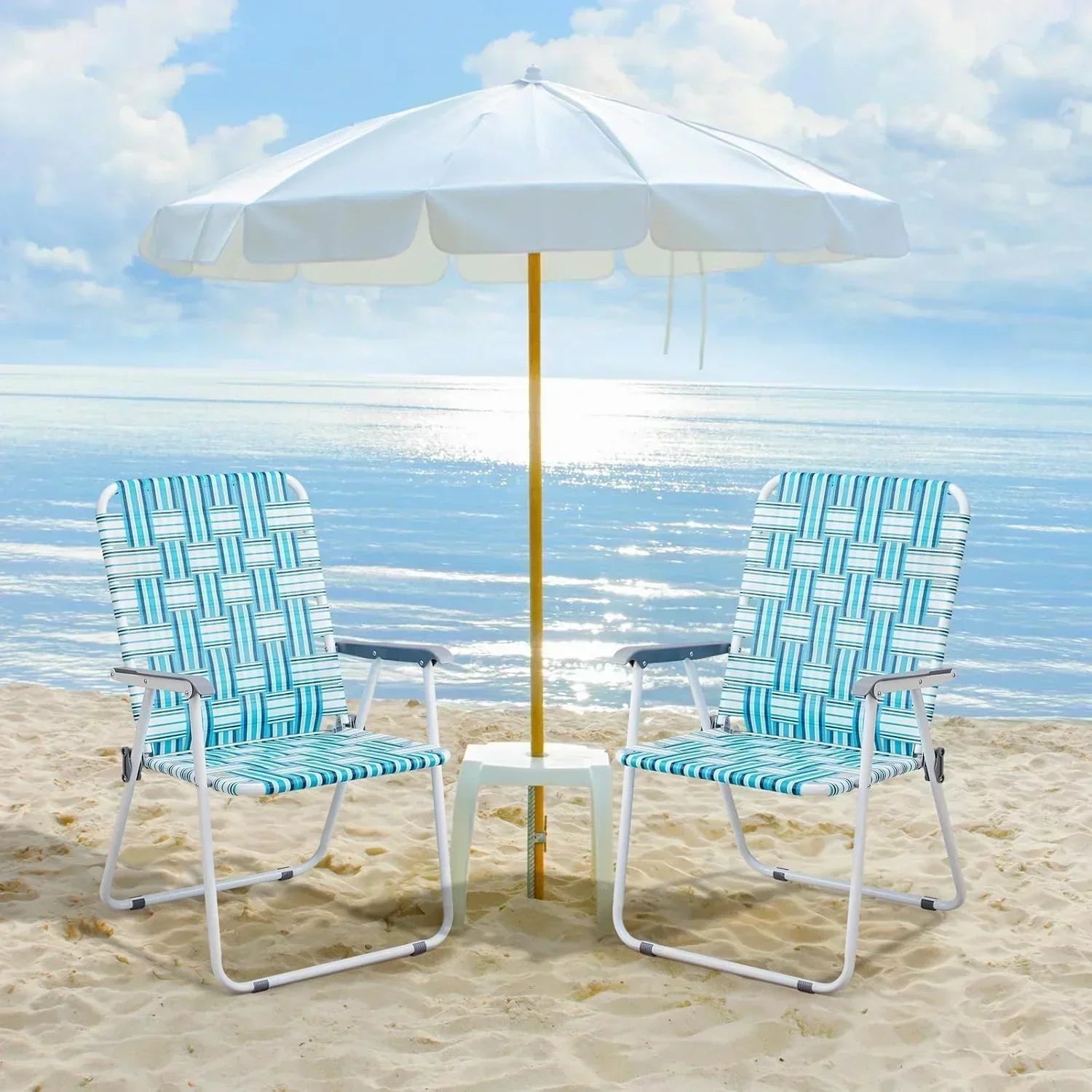 VINGLI Patio Lawn Webbed Folding Chairs Set of 2 Outdoor Beach Portable Lawn Chair wourant