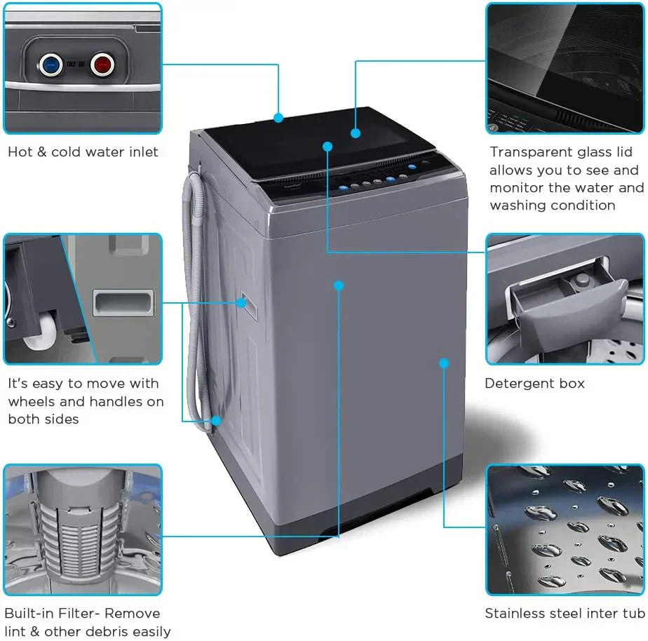 Comfee Portable Washing Machine 0.9 Cubic Foot with LED Display and Built-in Drum wourant