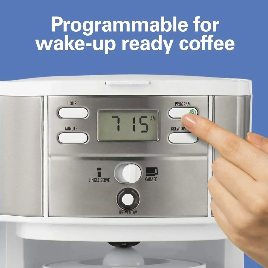 Hamilton Beach 2-Way 12 Cup Programmable Drip Coffee Maker Single Serve Machine Glass Carafe wourant