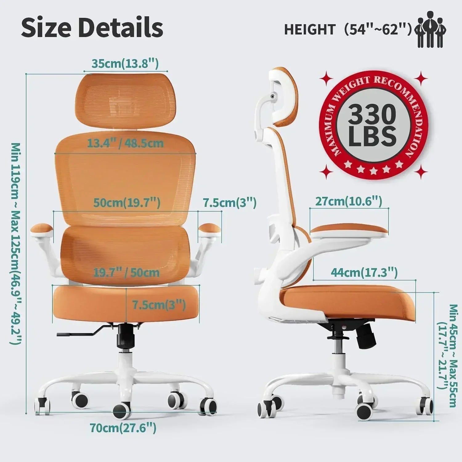 TRALT Office Chair Ergonomic Desk Chair 330 lbs Home Gaming Chair with Wheels wourant