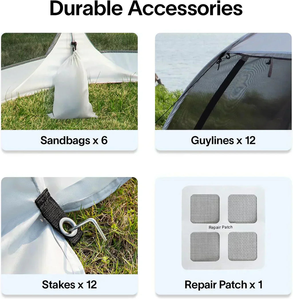 Screen gazebo sleeps 6-10-15 people Igloo-style canopy tent mosquito net on the sides Perfect wourant