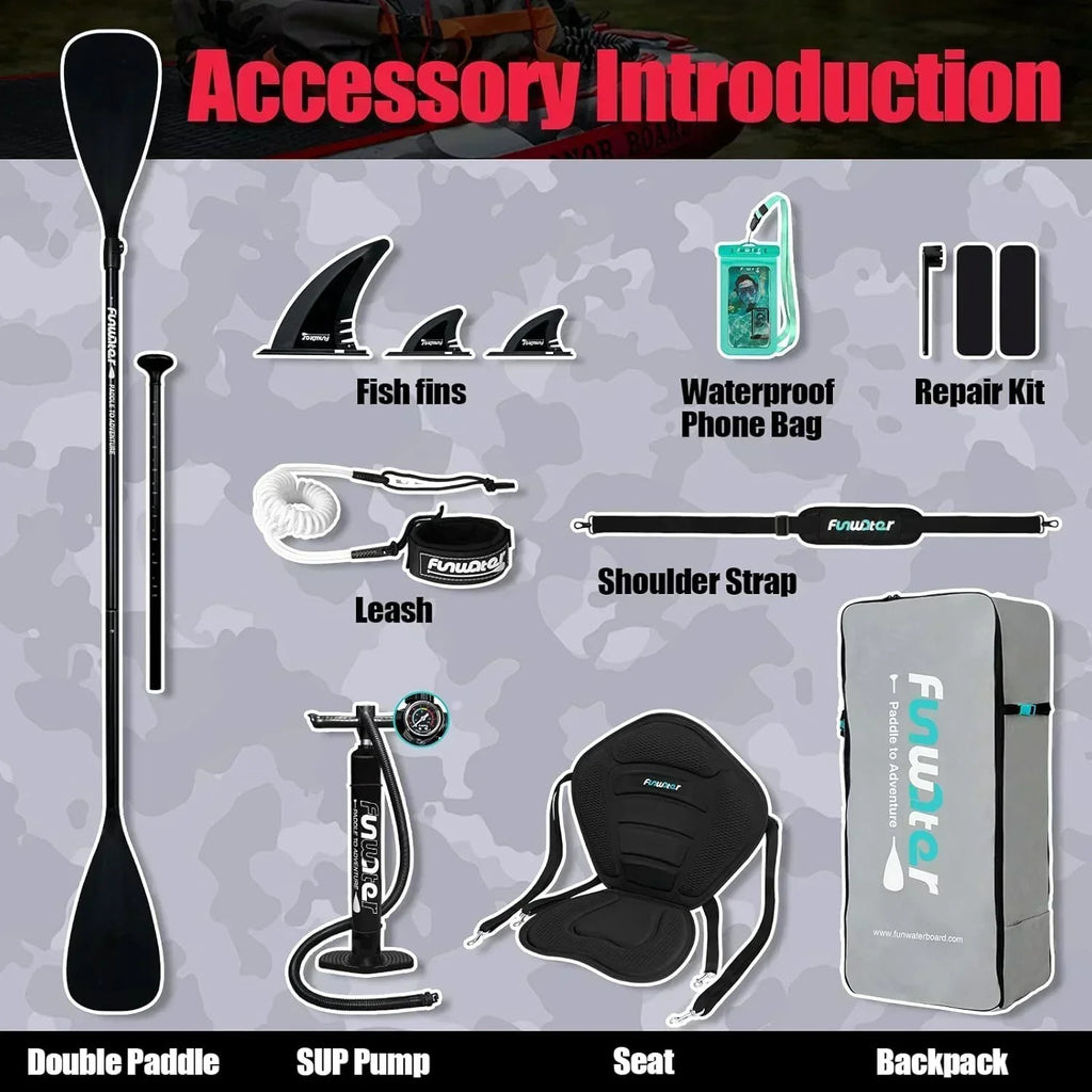 FunWater Inflatable Stand Up Paddle Board Premium SUP Paddle Accessories EVA Deck wourant