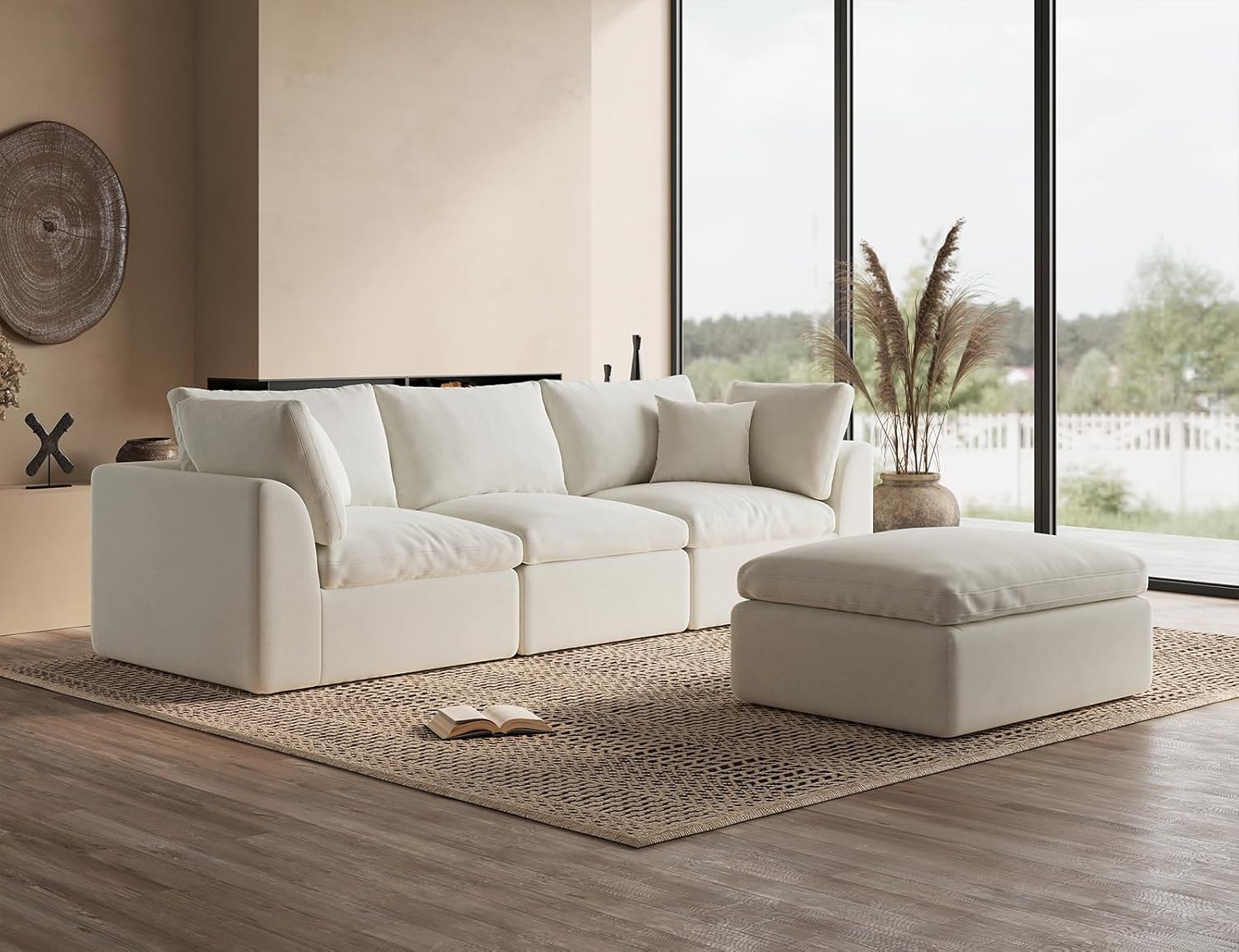 110 inch cloud sectional sofa for living room convertible L-shaped sofa 3 seater sectional sofa wourant