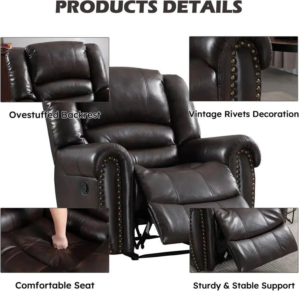 Leather recliner classic traditional manual recliner single sofa for living room wourant