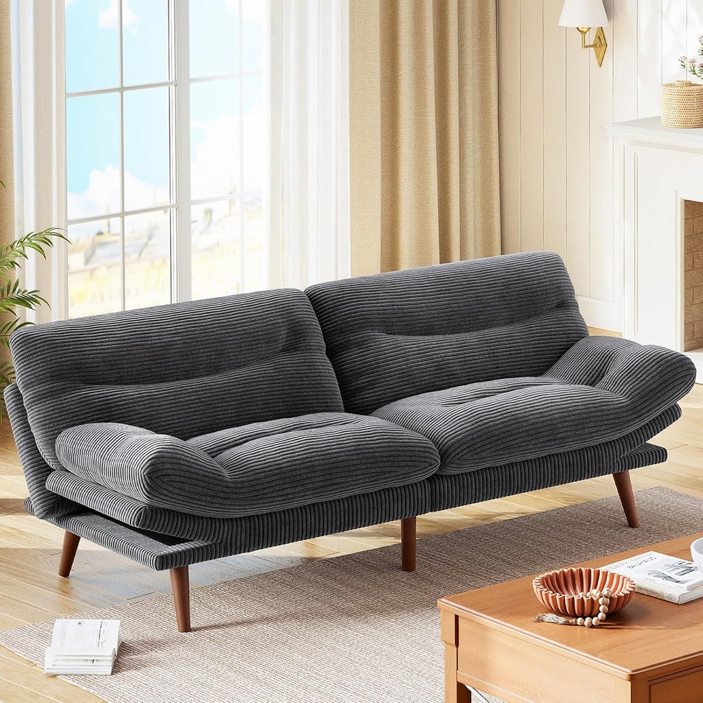Futon Sofa Bed Futon Sofa Adjustable Back Armrests Converts to Small Sleeper Sofa Bed wourant