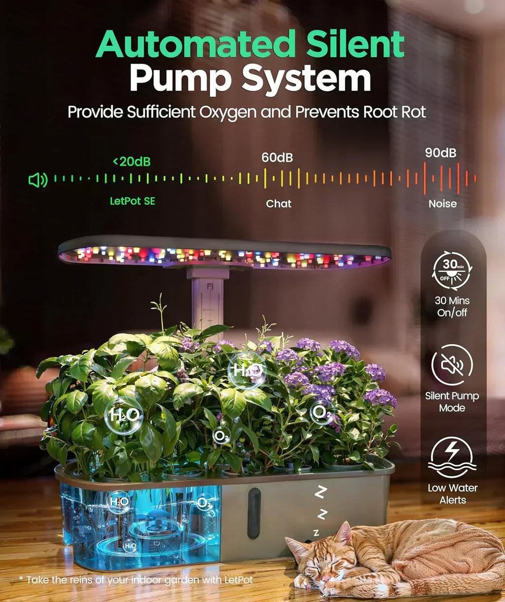 Hydroponic Planting System Kit App and WiFi Controlled Indoor Garden Full Spectrum Grow Light wourant