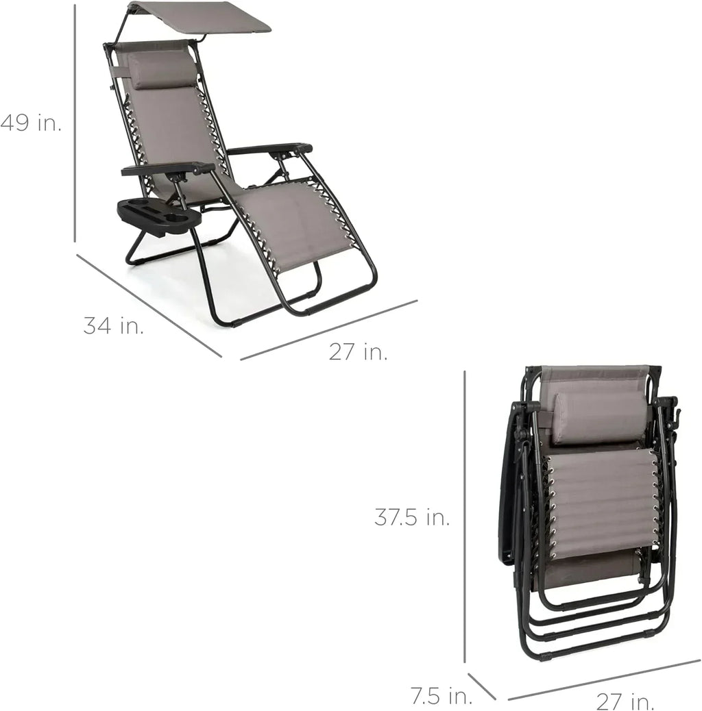 Best Choice Products Folding Zero Gravity Recliner Patio Lounge Chair Adjustable Canopy Shade wourant