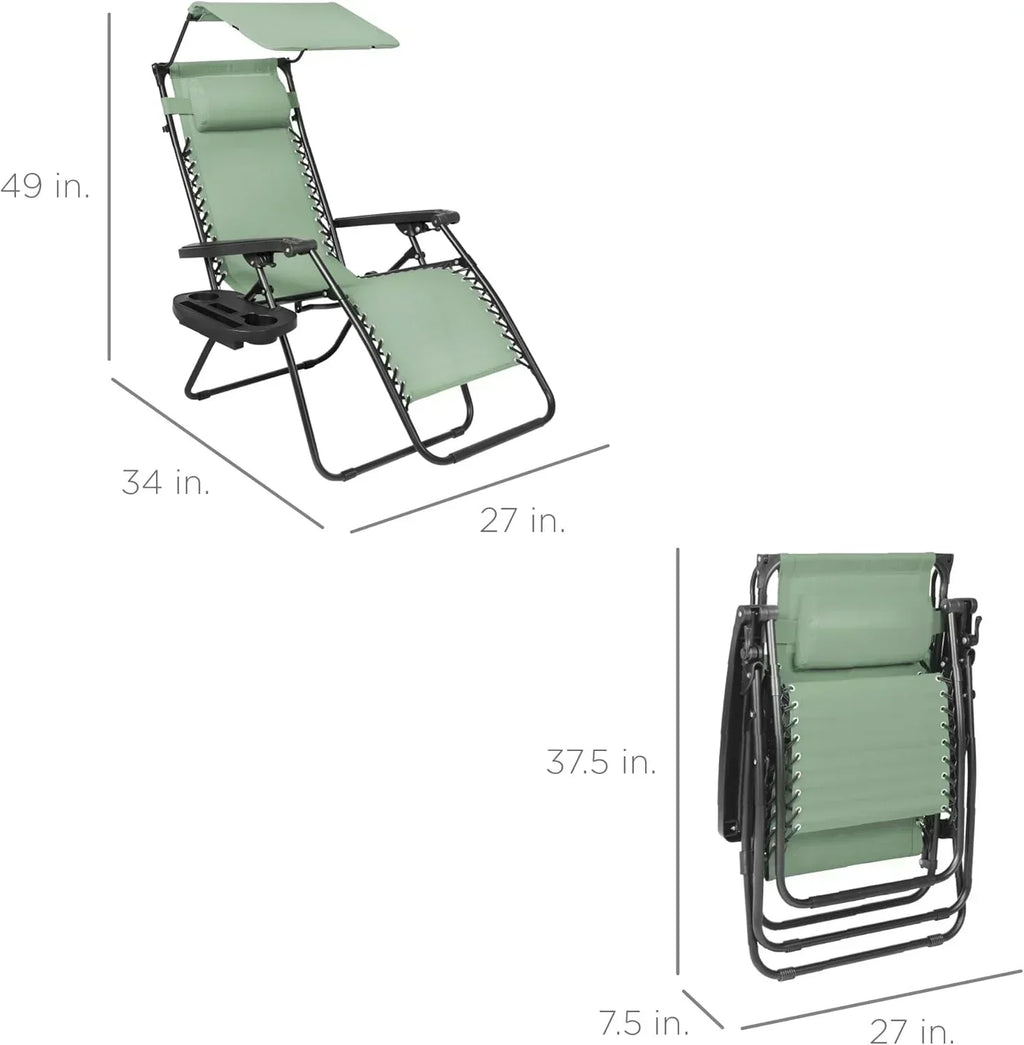 Best Choice Products Folding Zero Gravity Recliner Patio Lounge Chair Adjustable Canopy Shade wourant