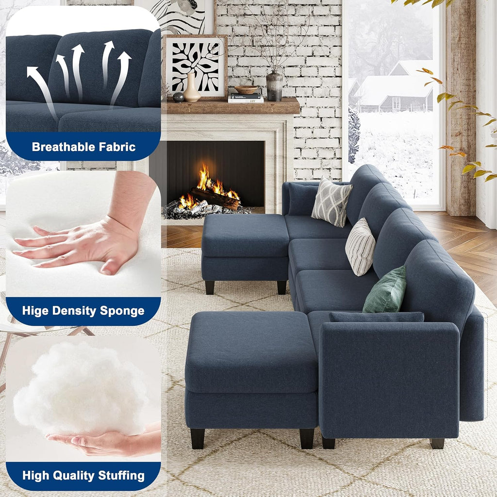 Modular Sectional Sof Convertible U Shaped Sofa Couch with High Density Memory Foam wourant