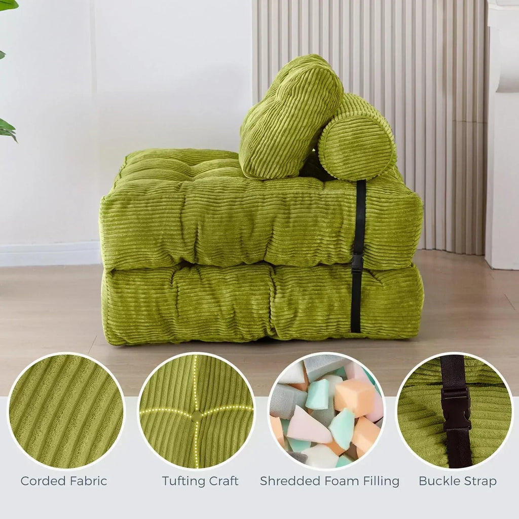 MAXYOYO Folding Sofa Bed Convertible Sleeper Chair with Pillow Foldable Mattress with Back Support wourant