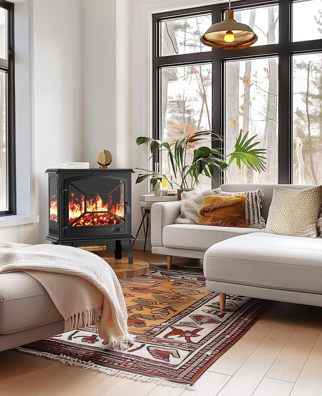 50" Smart Electric Fireplace 5300 BTU Heat Output Wall-Mount Built-In Electric Fireplace wourant