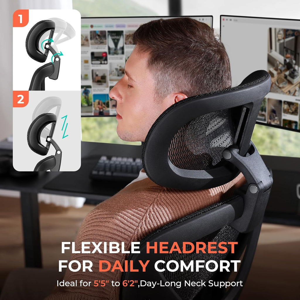 Ergonomic Mesh Office Chair with Adjustable Lumbar High Back Desk Chair 400 lbs wourant