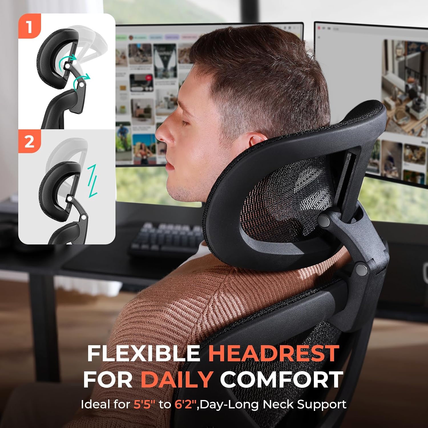 Ergonomic Mesh Office Chair with Adjustable Lumbar High Back Desk Chair 400 lbs wourant
