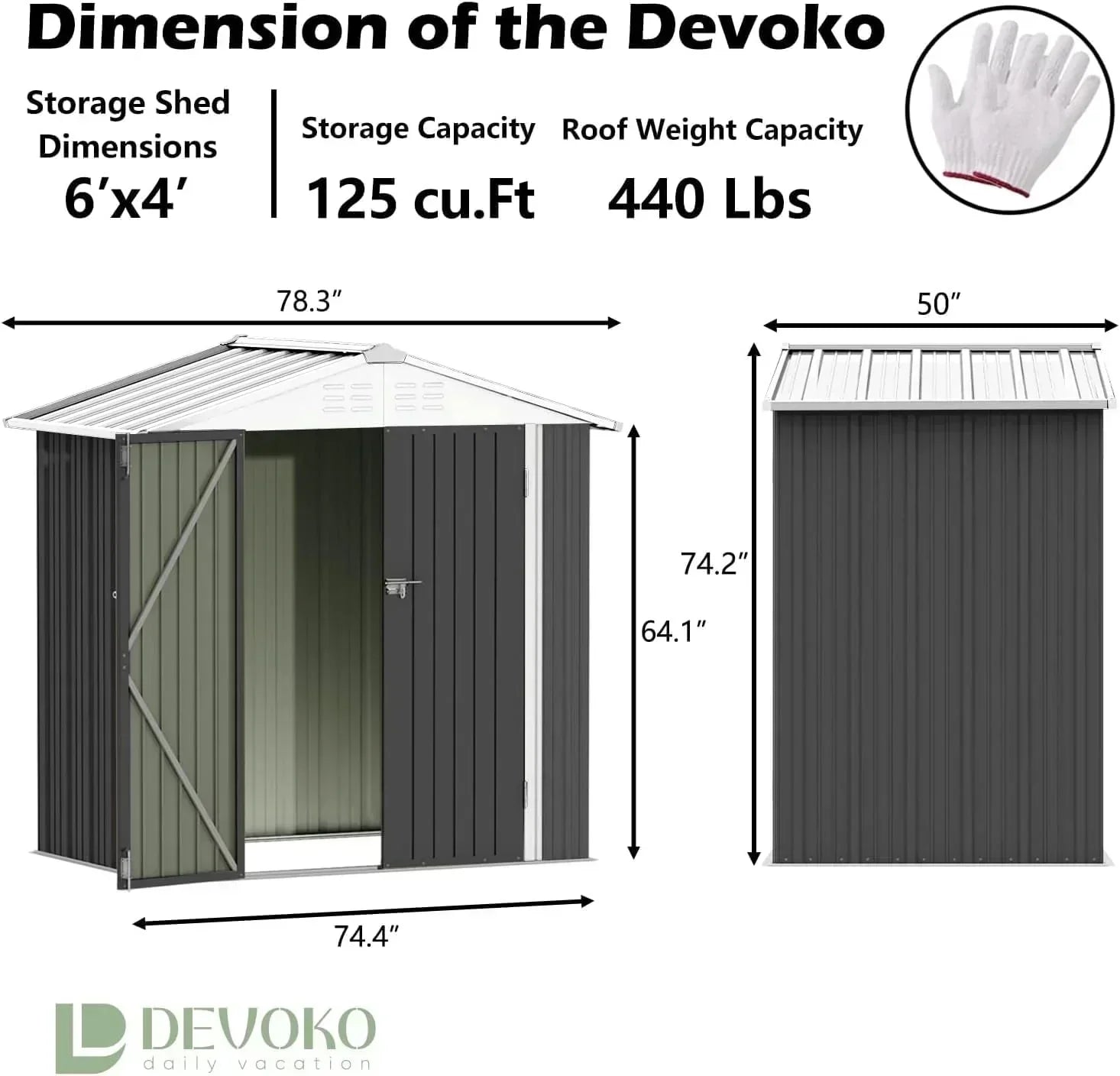 Devoko Outdoor Storage Shed Lockable Metal Garden Shed Steel Anti-Corrosion Storage House wourant