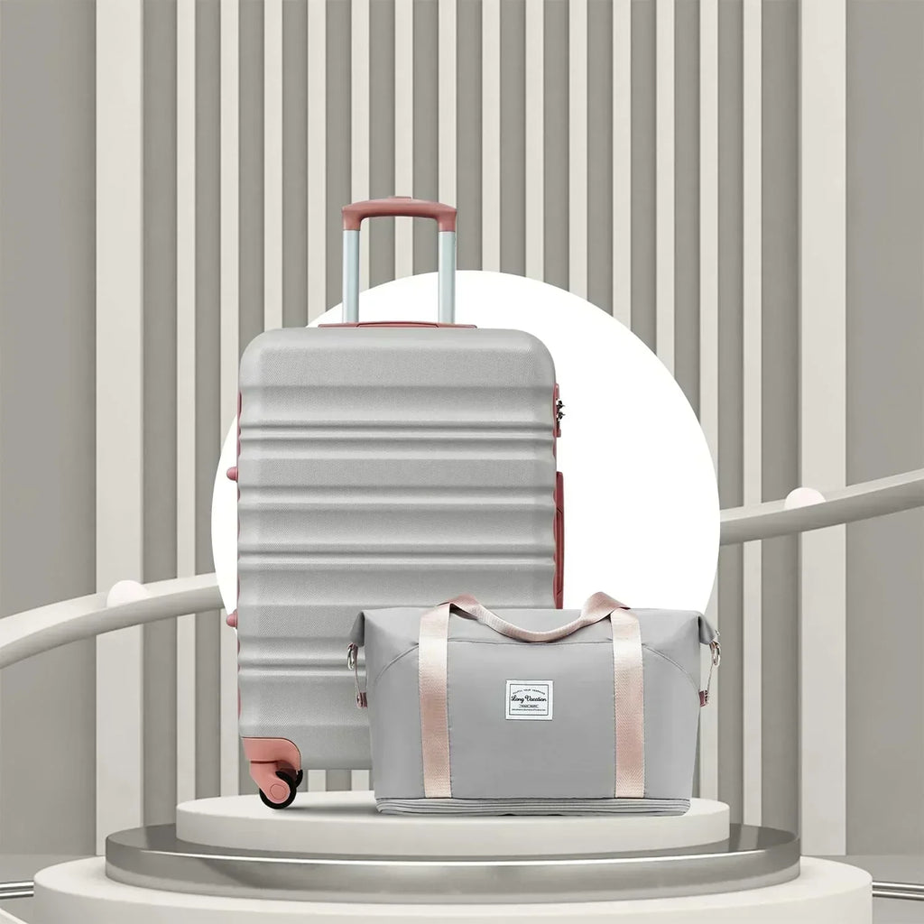 LONG VACATION 6 Piece Luggage Set Carry on Suitcase with ABS+PC hardshell Spinner Wheels wourant