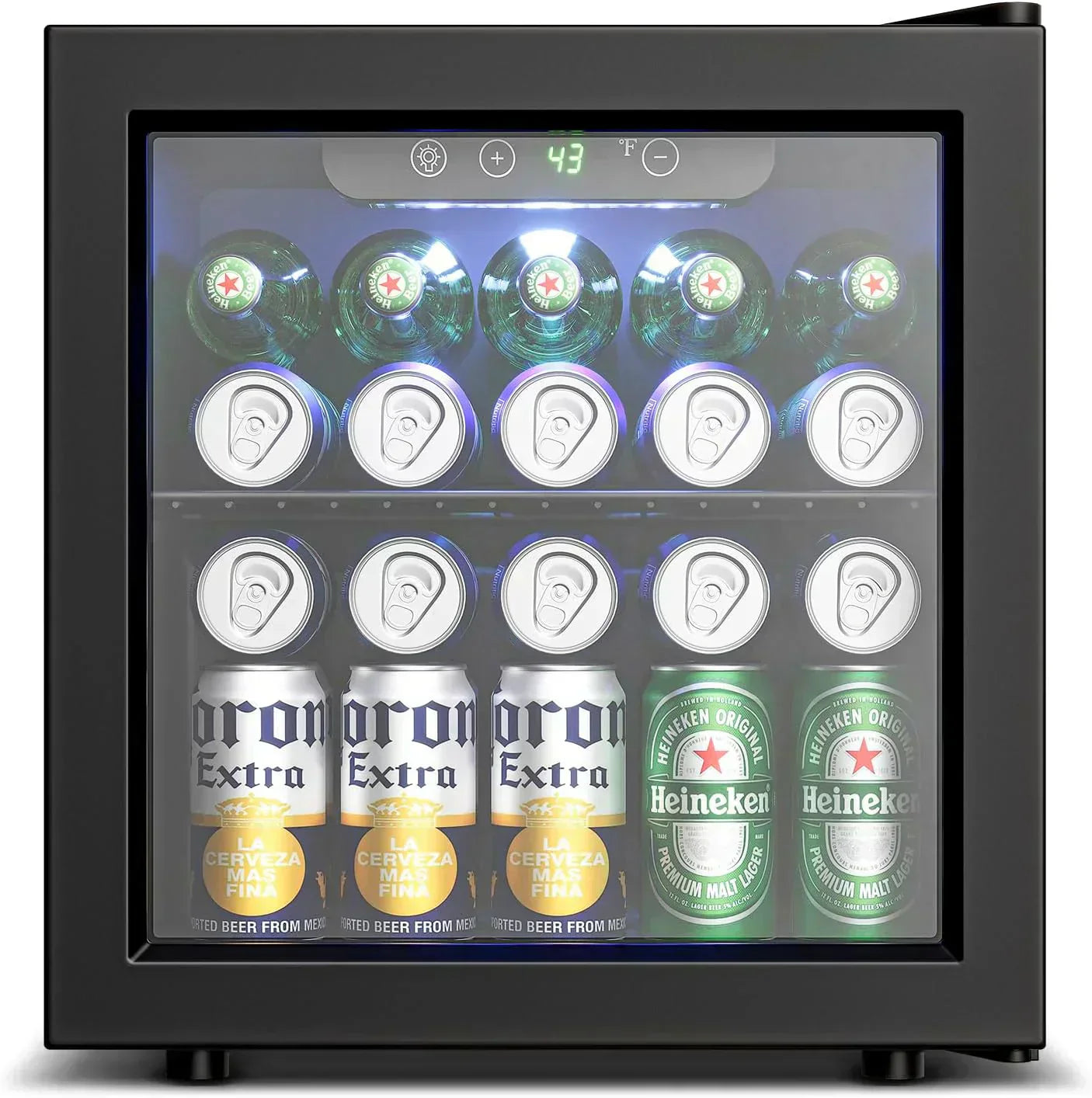 Beverage Refrigerator Cooler 126 Can Mini Fridge Glass Door for Drinks Soda Beer Wine Refrigerator wourant