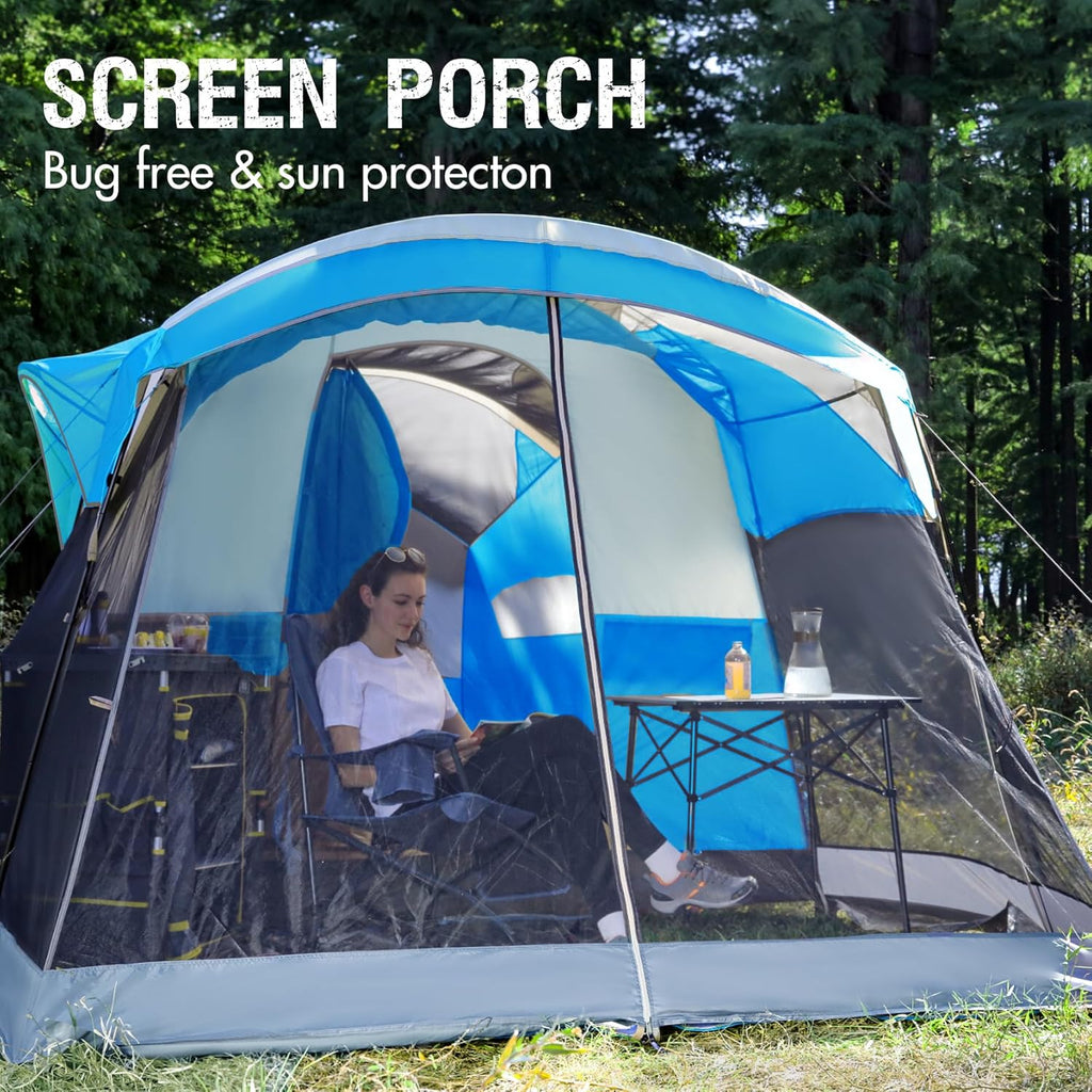 PORTAL 6/8/10 Person Family Camping Tent with Screen Room Water Resistant Big Tunnel Tent wourant