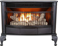 Vent-free 25000 BTU space-saving freestanding dual-fuel fireplace with thermostat control wourant