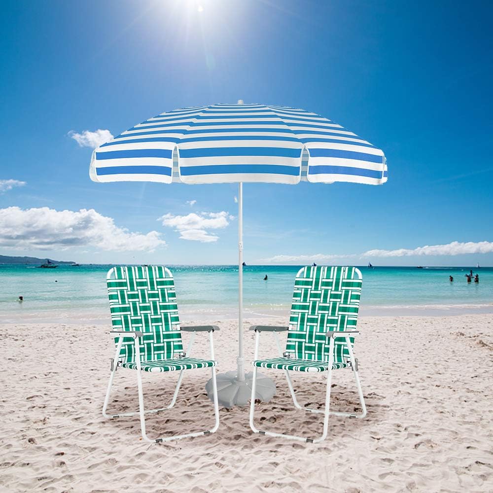 VINGLI Patio Lawn Webbed Folding Chairs Set of 2 Outdoor Beach Portable Lawn Chair wourant